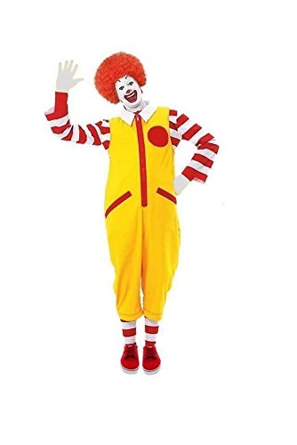 Herren Ronald der Clown Kostüm, Rot und Gelb, ohne Schuhe, Größe S/M von The Dragons Den