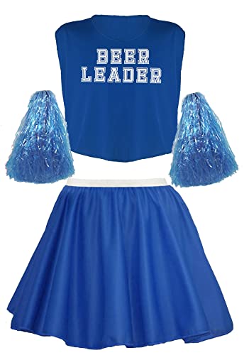 The Dragons Den Lustiges Cheerleader-Bierführer-Kostüm für Herren, Junggesellenabschied, Blau, Größe L - XL von The Dragons Den