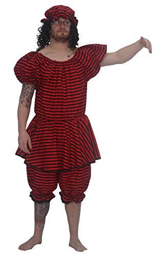 The Dragons Den Adults Striped Panto Dame Ugly Sister Complete Costume[L/XL,Red & Black] von The Dragons Den