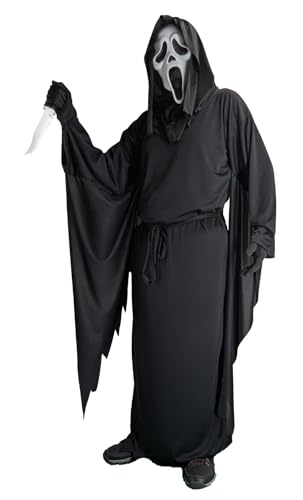 The Dragons Den Erwachsene Screaming Movie Ghost Robes Gürtel Handschuhe & Overhead Gesichtsmaske Halloween Kostüm [L-XL] von The Dragons Den
