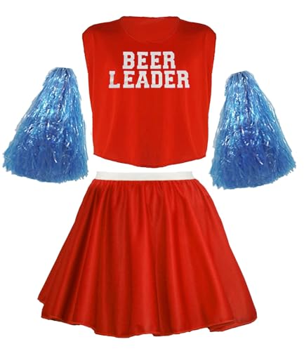 The Dragons Den Lustiges Cheerleader-Kostüm für Herren, Bierführer, Junggesellenabschied, Junggesellenabschied, Feuerrot, Größe S - M The Dragons Den Lustiges Cheerleader-Kostüm für Herren, Bierführer, Junggesellenabschied, Junggesellenabschied, Feuerrot, Größe S - M von The Dragons Den