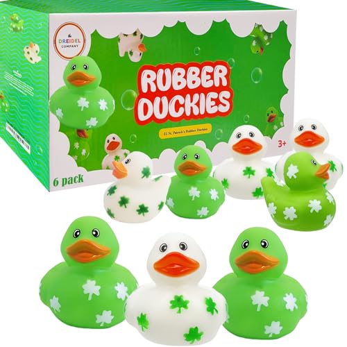 St. Patrick's Gummi-Ente Spielzeug Enten Kleeblatt Design für Kinder, Bade-Geburtstagsgeschenke, Babypartys, Sommer, Strand und Pool-Aktivität, 5,1 cm (6er-Pack) von The Dreidel Company