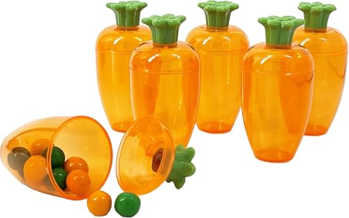 The Dreidel Company Befüllbare Osterkarottenbehälter, leuchtend orange Kunststoff-Osterkarotte, perfekt für Osterjagd, Überraschungskarotte, 14 cm Karotten (24 Stück) von The Dreidel Company