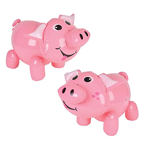 The Dreidel Company Schwein aufblasen, 61 cm, rosa Design, Geburtstagsparty-Dekoration, Karnevalspreise (4er-Pack) von The Dreidel Company
