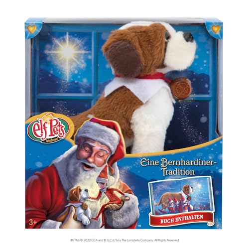 The Elf on the Shelf - Elf Pets® | Bernhardiner Tradition | Kuscheliger Elf Pet Bernhardiner Stofftier | inkl. zauberhaft illustriertem Buch, Fässchen mit goldenem Herz & Echtheitszertifikat von The Elf on the Shelf