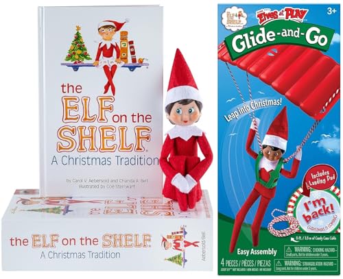 The Elf on the Shelf Christmas Tradition Box Set mit Elf (Light Tone Girl), Story Book und Scout Elfen at Play Glide and Go Zubehör-Set (Mehrteilpaket) von The Elf on the Shelf