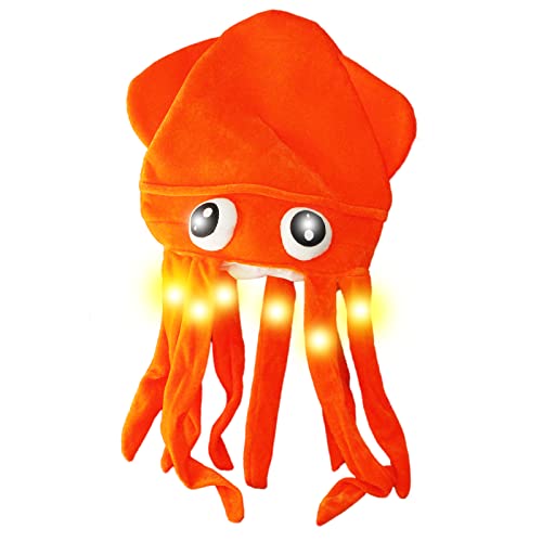 The Glow Company FLASHSQUIDHAT Blinkender Tintenfischmütze mit LED-Tentakeln und Augen, 1 Stück von The Glow Company