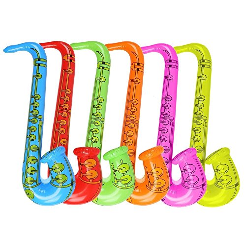 Aufblasbare Musikinstrumente aufblasbare Gitarre Saxophon Mikrofon für Partyzubehör Party Gastgeschenke Luftballons zufällige Farbe (4 Saxophone) von The Glowhouse