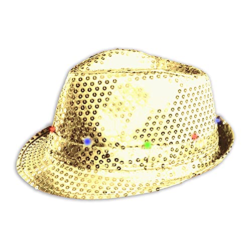 Fedora-Hut, blinkend, LED, Goldfarben von The Glowhouse