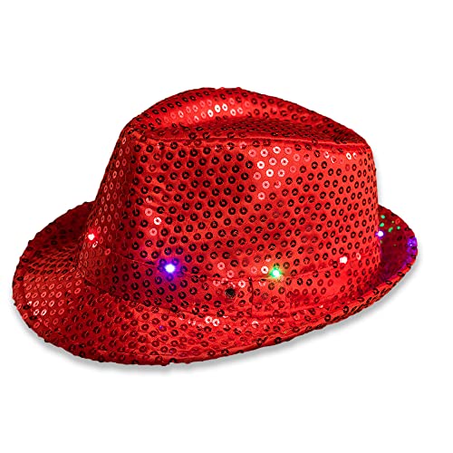 The Glowhouse Fedora-Hut, blinkend, LED, Rot von The Glowhouse