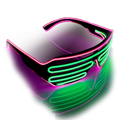 The Glowhouse - Partybrille im Shutter-Stil - mit EL-Kabel - Neonfarben - Rosa/Grün The Glowhouse - Partybrille im Shutter-Stil - mit EL-Kabel - Neonfarben - Rosa/Grün von The Glowhouse