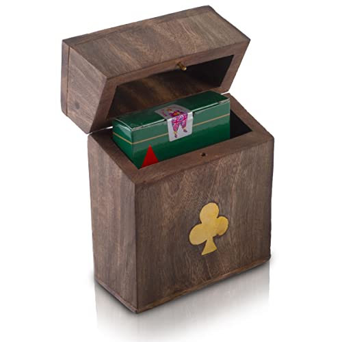 Geburtstagsgeschenkideen handgefertigte klassische hölzerne spielen kartenhalter deck box speicherkoffer organizer mit premium qualität 'ace' Spielkarten Jubiläumshauswarming Geschenkideen (Club) von The Great Indian Bazaar