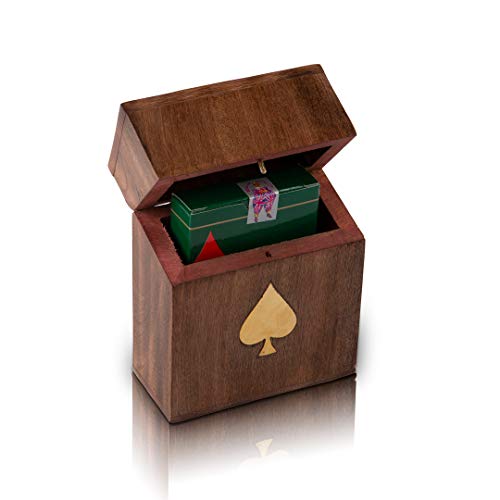 Geburtstagsgeschenkideen handgefertigte klassische hölzerne spielen kartenhalter deck box speicherkoffer organizer mit premium qualität 'ace' Spielkarten Jubiläumshauswarming Geschenkideen (Spade) von The Great Indian Bazaar