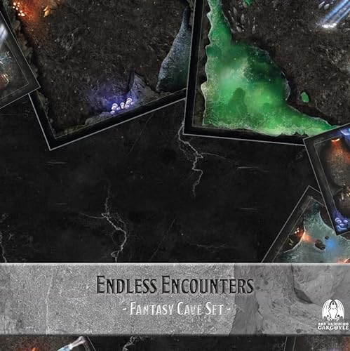 Endless Encounters Fantasy Rollenspiel Gaming-Fliesen - doppelseitig 28 mm Miniatur-Spielmatte - leichte und kompakte DND 2,5 cm Gitter Tischplatte Zubehör - DND RPG - (Höhlen) von The Grinning Gargoyle