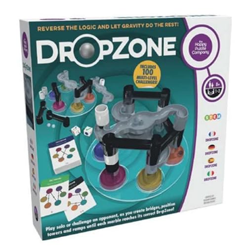 The Happy Puzzle Company DROPZONE – Kehren Sie die Logik um und lassen Sie die Schwerkraft den Rest erledigen! - Spielen Sie Solo oder schlagen Sie einen Gegner in 100 lustigen von The Happy Puzzle Company