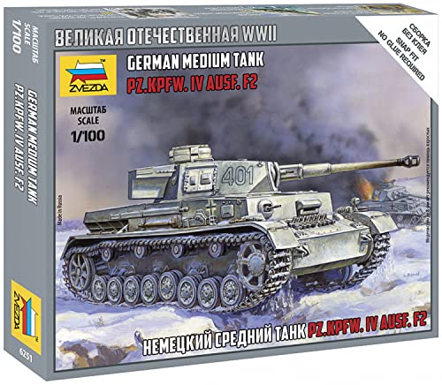 ZVESDA Pz.Kpfw. IV Ausf.F2 Medium Tank 1:100 Snap Fit Model Kit von Zvezda