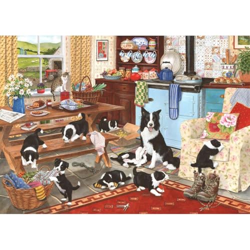 The House of Puzzles - Collie Wobbles Puzzle - 1000 Teile Puzzles für Erwachsene, Künstler illustriert, malerische Landschaft, Deluxe-Puzzle-Geschenke von The House of Puzzles