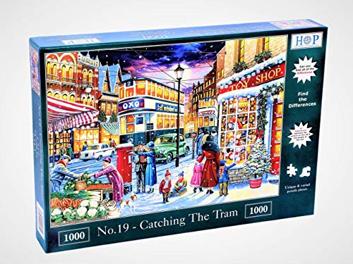 The House of Puzzles 1000 Teile Puzzle – Finden Sie die Unterschiede Nr. 19 – 'Catching the Tram von The House of Puzzles