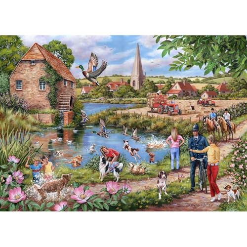 The House of Puzzles - Doggy Paddle Puzzle - 1000 Teile Puzzles für Erwachsene, Künstler illustriert, malerische Landschaft, Deluxe-Puzzle-Geschenke von The House of Puzzles