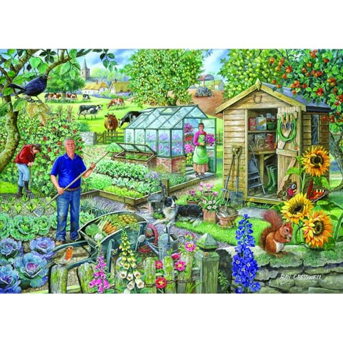 The House of Puzzles At The Allotment Jigsaw - 1000 Teile Puzzles für Erwachsene, Künstler illustriert, malerische Landschaft, Deluxe-Puzzle-Geschenke von The House of Puzzles