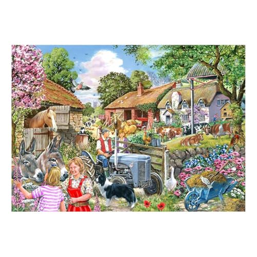 The House of Puzzles - At The Farm Gate Puzzle - Big 500 Piece Jigsaws For Adults, Extra Large Pieces Artist Illustrated, Scenic Landscape, Deluxe Puzzle Gifts The House of Puzzles - At The Farm Gate Puzzle - Big 500 Piece Jigsaws For Adults, Extra Large Pieces Artist Illustrated, Scenic Landscape, Deluxe Puzzle Gifts von The House of Puzzles