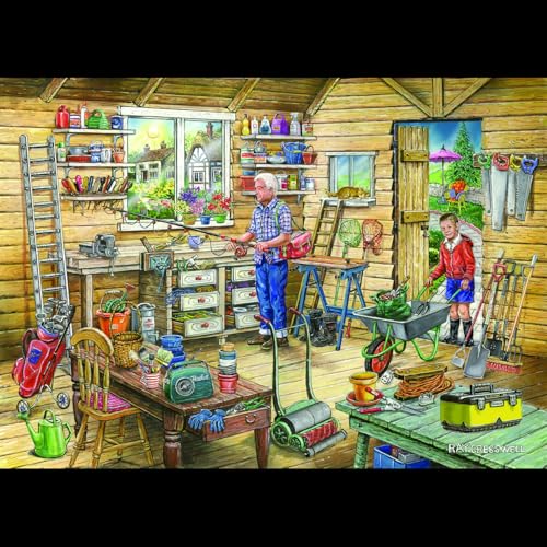 The House of Puzzles Fred's Shed Puzzle - 500 Teile Puzzles für Erwachsene, Künstler illustriert, malerische Landschaft, Deluxe-Puzzle-Geschenke von The House of Puzzles