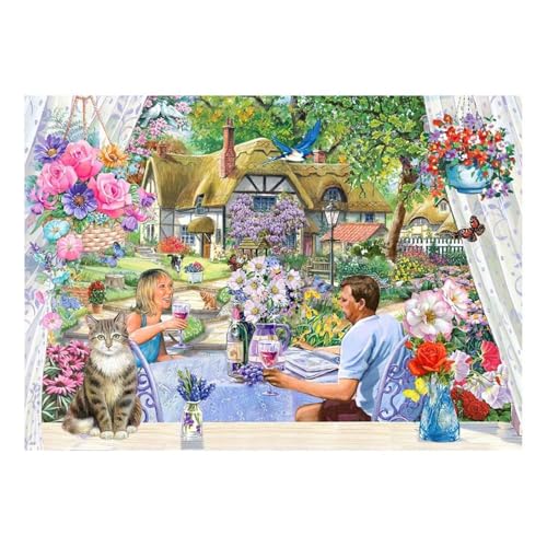 The House of Puzzles - Enjoying the Garden Jigsaw - Big 500 Piece Jigsaws For Adults, Extra Large Pieces Artist Illustrated, Scenic Landscape, Deluxe Puzzle Gifts The House of Puzzles - Enjoying the Garden Jigsaw - Big 500 Piece Jigsaws For Adults, Extra Large Pieces Artist Illustrated, Scenic Landscape, Deluxe Puzzle Gifts von The House of Puzzles