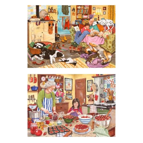 The House of Puzzles Heart Of The Home Puzzle-Set – 2 x BIG 500 Teile Puzzles für Erwachsene, Multi-Puzzle-Set, Künstler illustriert, Deluxe-Puzzle-Geschenke, nachhaltig hergestellt von The House of Puzzles