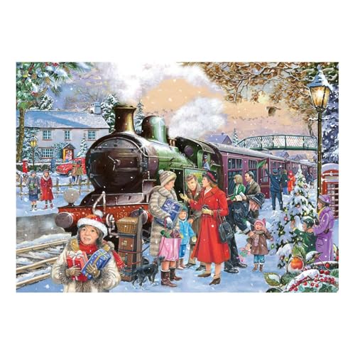 The House of Puzzles Home for Christmas Jigsaw - Big 500 Piece Jigsaws For Adults, Extra Large Pieces Artist Illustrated, Scenic Landscape, Deluxe Puzzle Gifts von The House of Puzzles