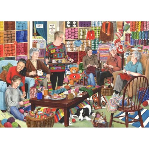 The House of Puzzles - Knit & Natter Puzzle – 1000 Teile Puzzles für Erwachsene, Künstler illustriert, malerische Landschaft, Deluxe-Puzzle-Geschenke von The House of Puzzles