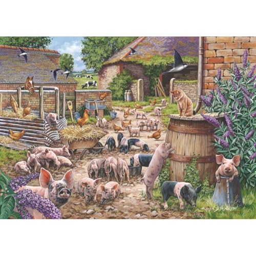 The House of Puzzles Piglet Pandemonium Puzzle – 500 Teile Puzzles für Erwachsene, Künstler illustriert, malerische Landschaft, Deluxe-Puzzle-Geschenke von The House of Puzzles