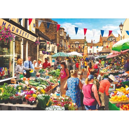 The House of Puzzles Street Market Puzzle - 500 Teile Puzzles für Erwachsene, Künstler illustriert, malerische Landschaft, Deluxe-Puzzle-Geschenke von The House of Puzzles