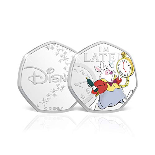 The Koin Club Alice im Wunderland Disney 50p geformt Limited Edition Silber Sammlerstücke Gedenkmünze - White Rabbit von The Koin Club