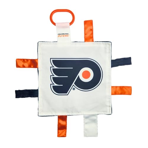 The Learning Lovey Philadelphia Flyers NHL Hockey-Spielzeug für Babys, weich und sicher, sensorisches Knitterspielzeug, BPA-frei, mit Kinderwagen-Clip (8 x 8 Spielzeug) von The Learning Lovey