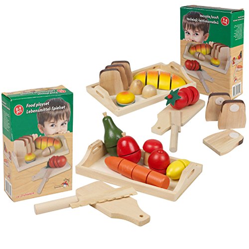 2tlg. Schneideset Obst UND Brot Gemüse Set, Möhre Pilz Zitrone Birne Holzspieleug, Kaufladen, Kinde von The Magic Toy Shop