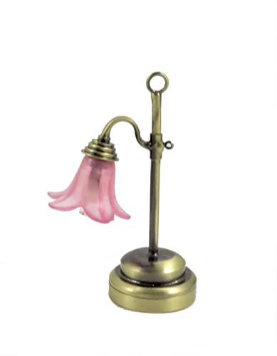 The Miniature Light Company Puppenhaus Antik Gold Schreibtischlampe Mit Preiselbeere Pink Lampion LED Batterie Licht von Melody Jane