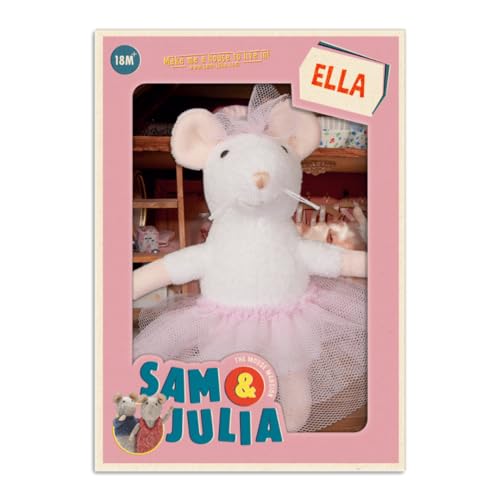The Mouse Mansion Sam & Julia - Kuscheltier Maus Ella – das Original aus der beliebten Kinderbuch-Reihe – 1/12 Größe für Standard-Puppenhaus – enthält: 1 Stofftier Maus 12cm – für Kinder jeden Alters von The Mouse Mansion