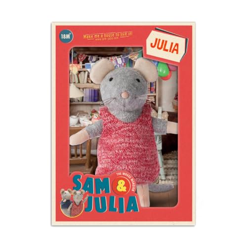 Sam & Julia - Kuscheltier Maus JULIA – das Original aus der beliebten Kinderbuch-Reihe – 1/12 Größe für Standard-Puppenhaus – enthält: 1 Stofftier Maus 12cm – für Kinder jeden Alters von The Mouse Mansion