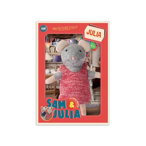 Sam & Julia - Kuscheltier Maus JULIA – das Original aus der beliebten Kinderbuch-Reihe – 1/12 Größe für Standard-Puppenhaus – enthält: 1 Stofftier Maus 12cm – für Kinder jeden Alters von The Mouse Mansion