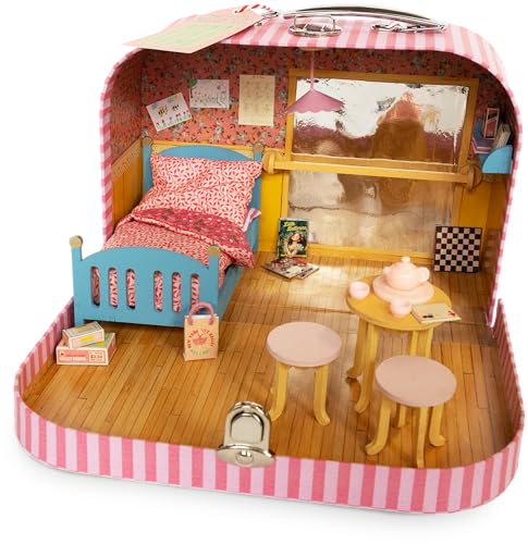 Das Mäusehaus to Go – Ellas Ballettzimmer | Kreatives Bastelset im Koffer | Mini-Puppenhaus zum Mitnehmen | Ab 4 Jahren | Inkl. Möbel, Bettzeug, Deko & Teeservice von The Mouse Mansion