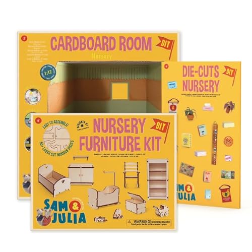 Sam & Julia - Basis Bastelset Babyzimmer- Miniatur Zimmer, Puppen-Möbel und Stanzbögen 1/12 fürs Puppenhaus zum selber basteln – Bastelset enthält: Mini-Kartonzimmer, Möbelbausatz, Stanzbögen-Set Sam & Julia - Basis Bastelset Babyzimmer- Miniatur Zimmer, Puppen-Möbel und Stanzbögen 1/12 fürs Puppenhaus zum selber basteln – Bastelset enthält: Mini-Kartonzimmer, Möbelbausatz, Stanzbögen-Set von The Mouse Mansion