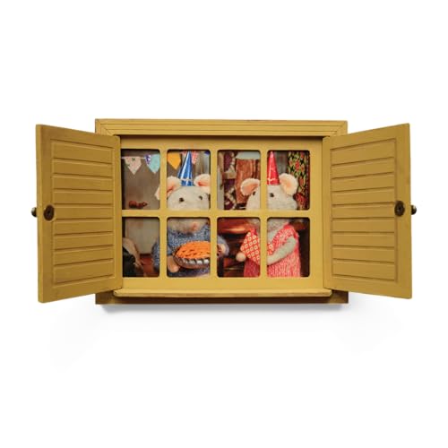 Sam & Julia – Bausatz Mäusefenster für Kinderzimmer – Miniatur-Fenster aus Holz für die Wand, den Kühlschrank oder Tisch – Kreatives Bastel- und Deko-Set mit Postkarten & Zubehör – Das Mäusehaus von The Mouse Mansion