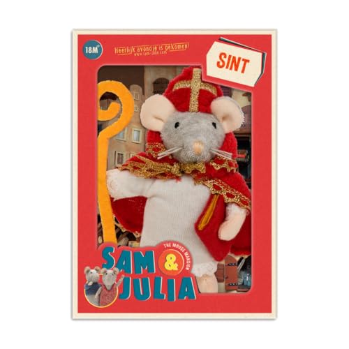 The Mouse Mansion Sam & Julia - Kuscheltier Maus Sankt Nikolaus - das Original aus der beliebten Kinderbuch-Reihe – 1/12 Größe für Standard-Puppenhaus – enthält: 1 Stofftier Maus 12 cm von The Mouse Mansion