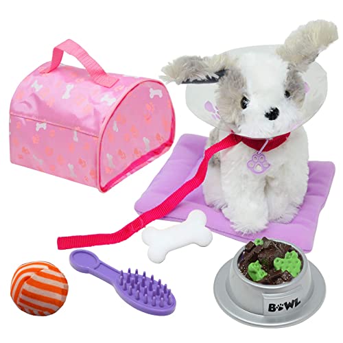 The New York Doll Collection Plüsch-Hündchen-Zubehör - Hund Spielzeug Kinder , vorgetäuschtes Hundespielzeug mit Bett, Transportbox, Spielzeug Hund Für Kinder und mehr, für 18-Zoll-/46-cm-Puppen von The New York Doll Collection