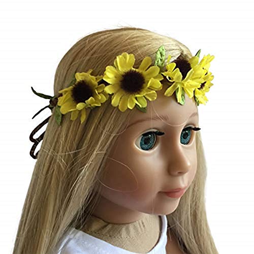 The New York Doll Collection 18 Zoll / 46 cm Puppen Stirnband - Blumengelber Sonnenblumenkranz - Haarschmuck für 18 Zoll / 46 cm Puppen von The New York Doll Collection