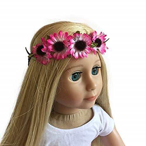The New York Doll Collection 18 Zoll / 46 cm Puppen Stirnband - Blumenrosa Sonnenblumenkranz - Haarschmuck für 18 Zoll / 46 cm Puppen von The New York Doll Collection