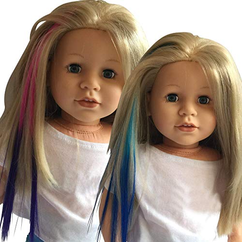 The New York Doll Collection Haarspangen Verlängerungen für 18 Zoll/46cm Puppen - Puppenperücken Stück - Hellblau/Blau & Rosa/Lila - für Mädchen Puppenzubehör von The New York Doll Collection