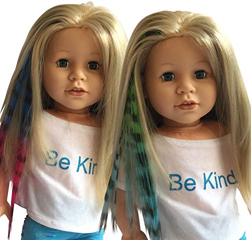 The New York Doll Collection Haarspangen Verlängerungen für 18 Zoll/46cm Puppen - Puppenperücken Stück - Zebra Druck Blau/Rosa & Grün/Blau - für Mädchen Puppenzubehör von The New York Doll Collection