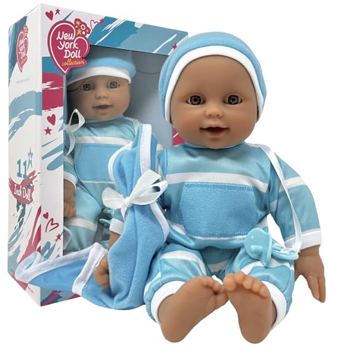 The New York Doll Collection Hispanic weich Körper Puppe im eschenkkarton - 11 Zoll /28cm Baby Puppe (Bonus Schnuller inklusive) von The New York Doll Collection