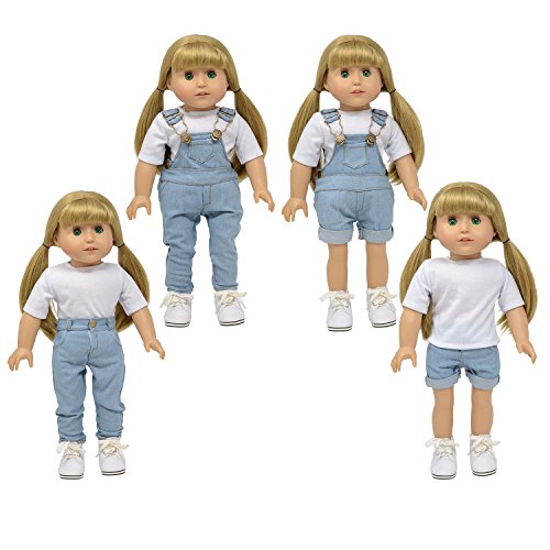The New York Doll Collection Leichter Denim Latzhose (Overalls) passt 18 Zoll/46 cm Puppen - Puppenkleider von The New York Doll Collection